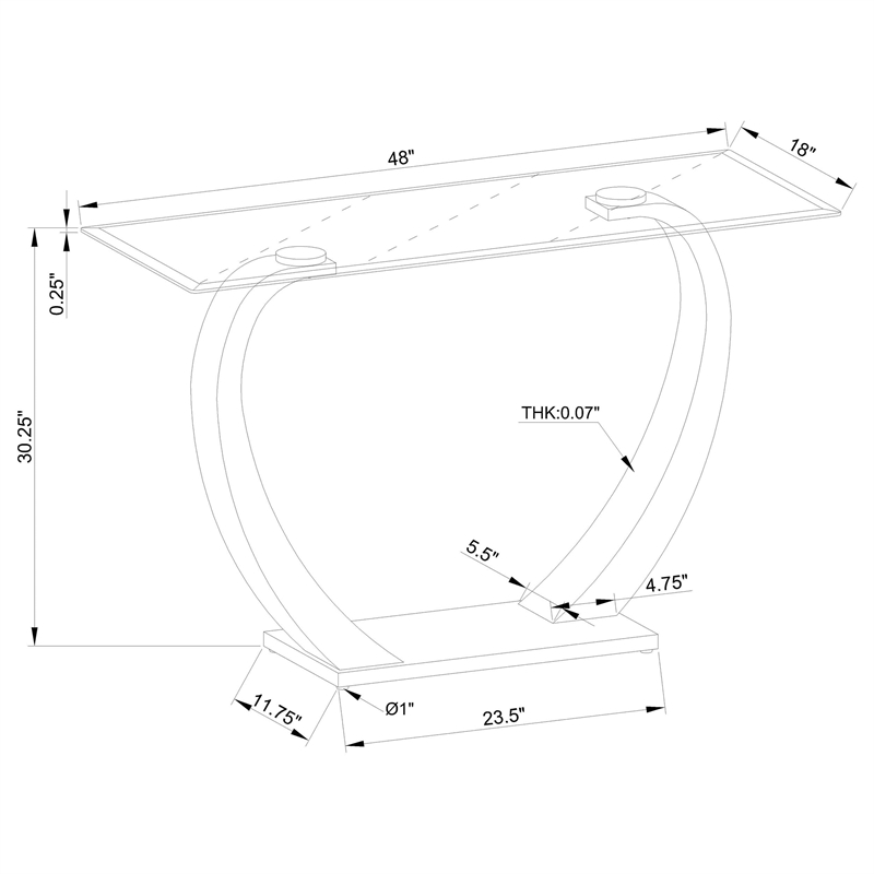 Kingfisher Lane Contemporary Rectangular Glass Top Sofa Table in Silver