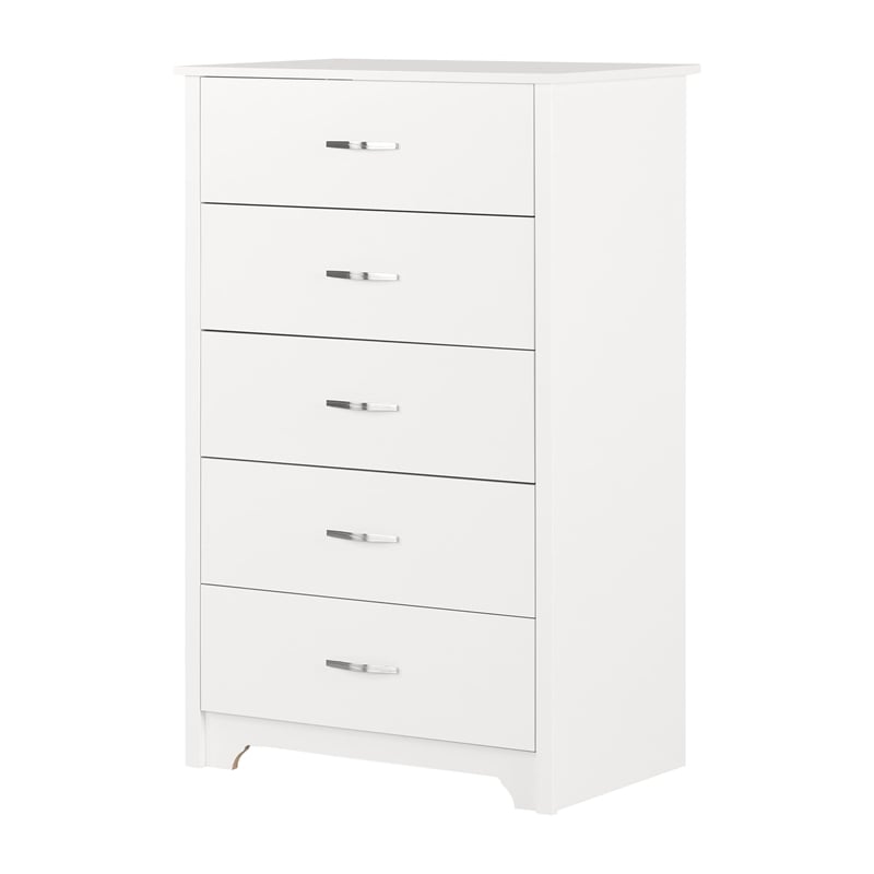 Kingfisher Lane Contemporary Five Drawer Chest in Pure White