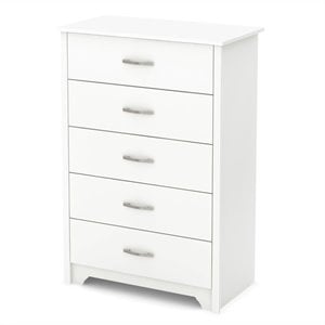 kingfisher lane contemporary five drawer chest in pure white