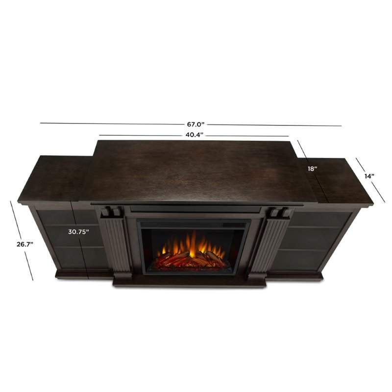 Kingfisher Lane TV Stand with Electric Fireplace in Dark Walnut