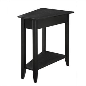 Kingfisher Lane Contemporary Wood End Table with Bottom Shelf in Black Finish