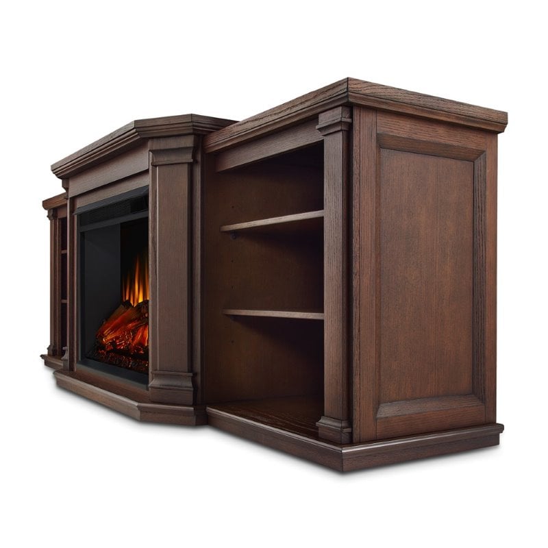 Kingfisher Lane Modern Wood Entertainment Electric Fireplace in Chocolate