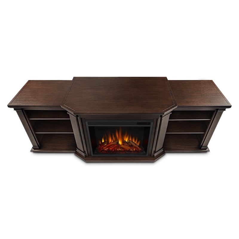 Kingfisher Lane Modern Wood Entertainment Electric Fireplace in Chocolate