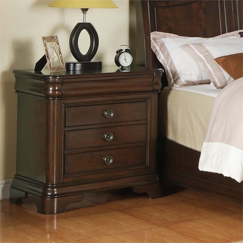 Kingfisher Lane Contemporary 3 Drawer Nightstand in Cherry Finish