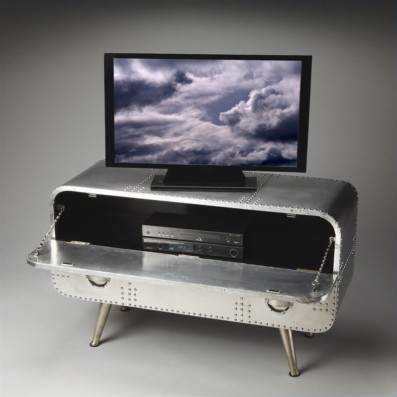 Kingfisher Lane Contemporary Aluminum Midway Aviator Console Chest in Silver
