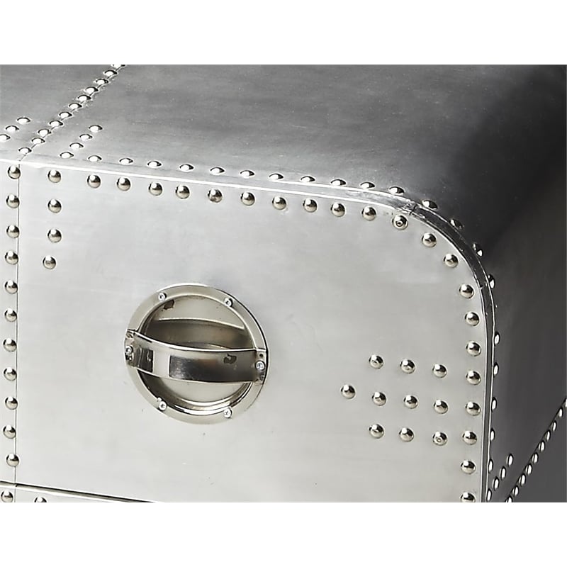 Kingfisher Lane Contemporary Aluminum Midway Aviator Console Chest in Silver