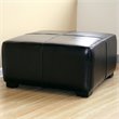 Kingfisher Lane Modern Square Leather Ottoman Footstool in Black
