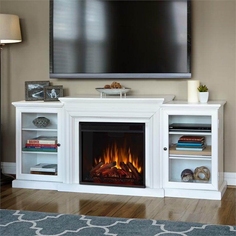 Kingfisher Lane Contemporary Electric Fireplace in White Finish