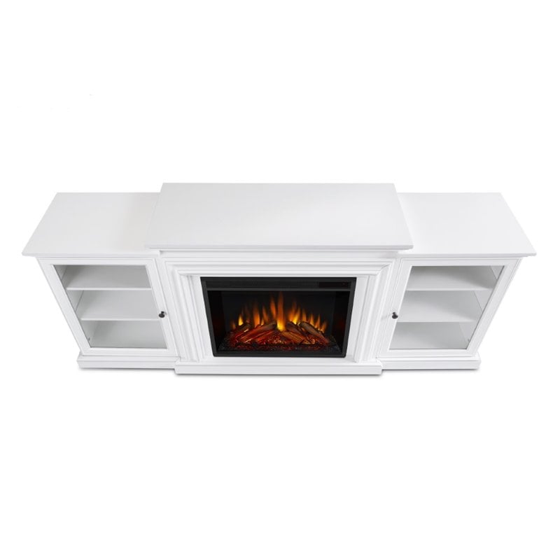 Kingfisher Lane Contemporary Electric Fireplace in White Finish