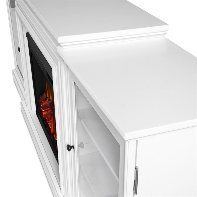 Kingfisher Lane Contemporary Electric Fireplace in White Finish