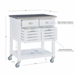 Kingfisher Lane Wood Rolling Kitchen Storage and Prep Cart in White