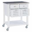 Kingfisher Lane Wood Rolling Kitchen Storage and Prep Cart in White