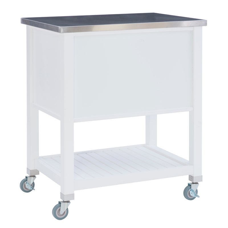 Kingfisher Lane Wood Rolling Kitchen Storage and Prep Cart in White