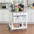 Kingfisher Lane Wood Rolling Kitchen Storage and Prep Cart in White