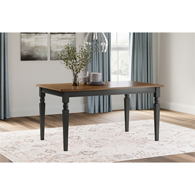 Kingfisher Lane Modern Rectangular Dining Table in Black and Brown