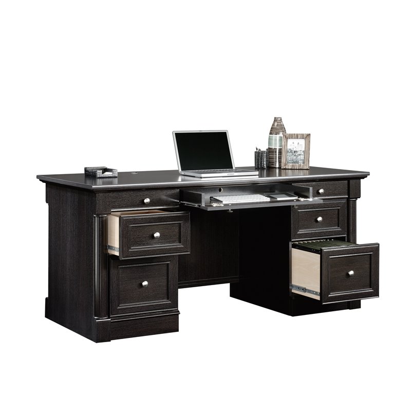 Kingfisher Lane Modern Engineered Wood Executive Desk in Wind Oak