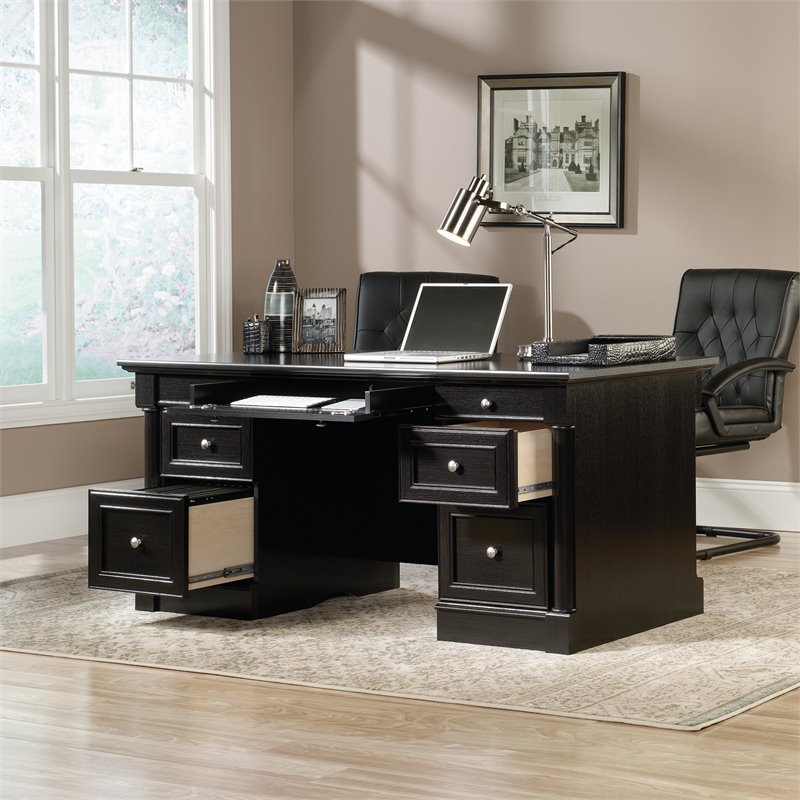 Kingfisher Lane Modern Engineered Wood Executive Desk in Wind Oak