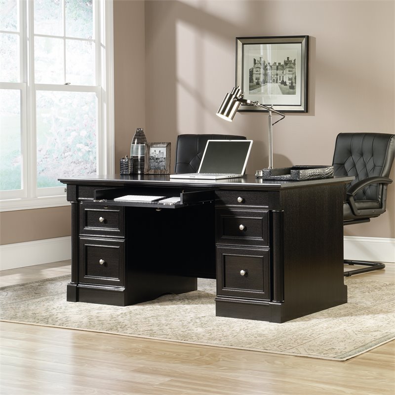 Kingfisher Lane Modern Engineered Wood Executive Desk in Wind Oak