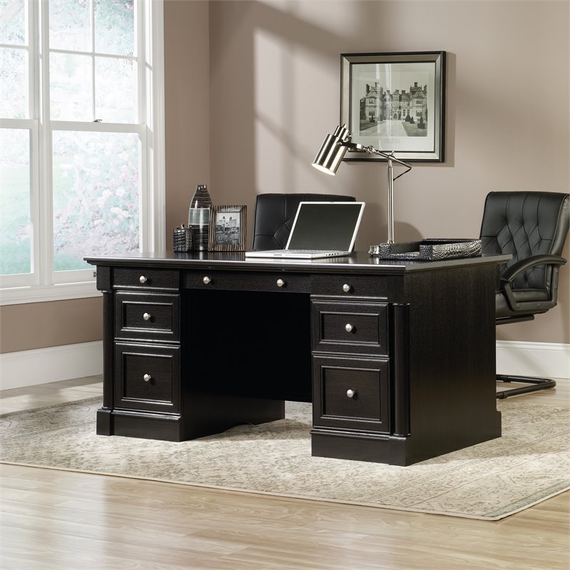 Kingfisher Lane Modern Engineered Wood Executive Desk in Wind Oak