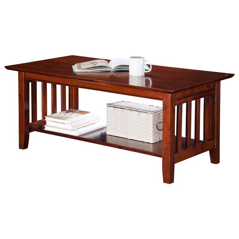 Kingfisher Lane Solid Wood Transitional Coffee Table in Walnut