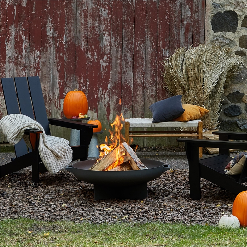 Kingfisher Lane Heat Resistant Powder Coated Steel Fire Bowl in Gray