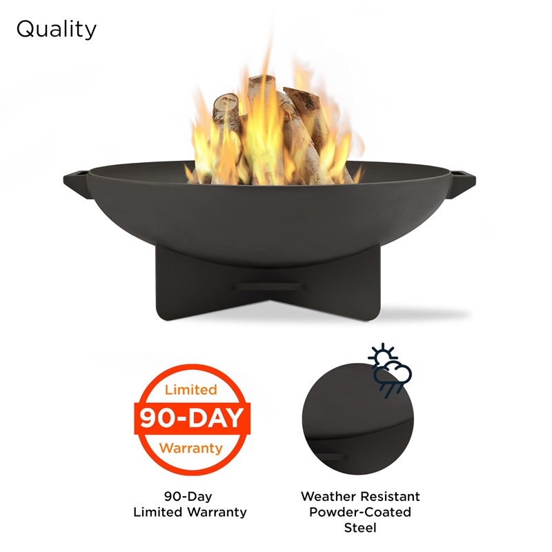 Kingfisher Lane Heat Resistant Powder Coated Steel Fire Bowl in Gray