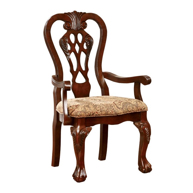 Kingfisher Lane Wood Dining Arm Chair in Brown Cherry (Set of 2)