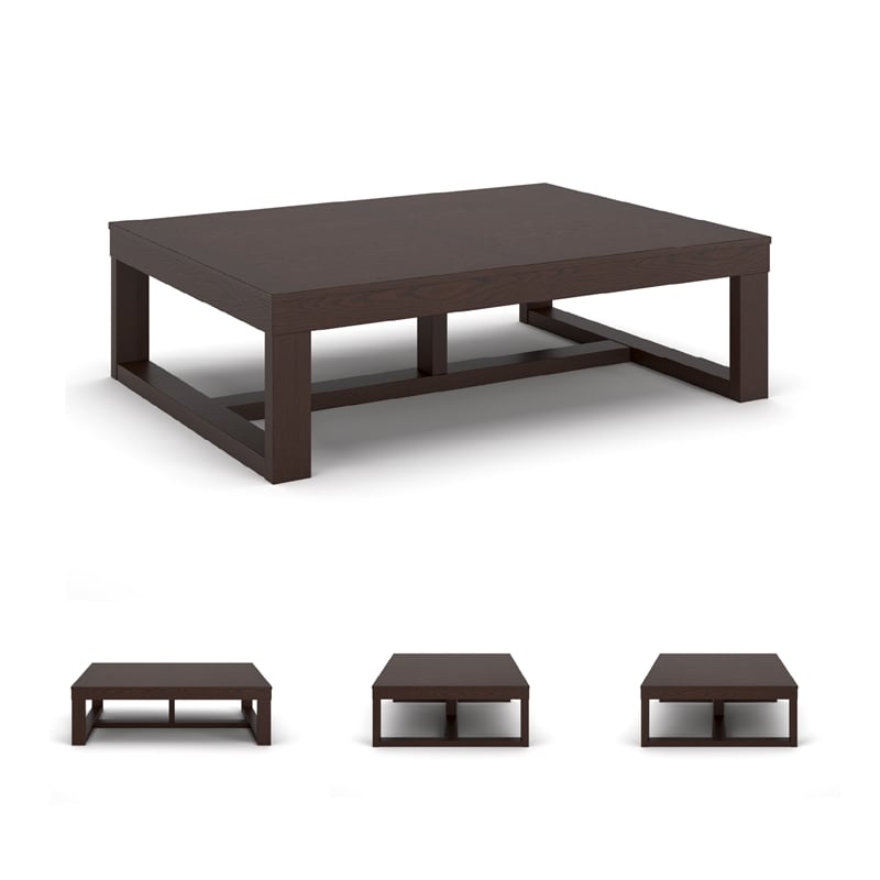 Kingfisher Lane Contemporary Coffee Table in Dark Brown Finish