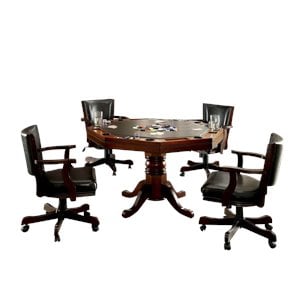 Kingfisher Lane Traditional Wood 5-Piece Gaming Table Set in Cherry