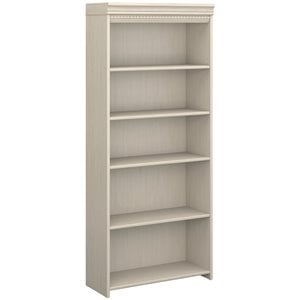 Kingfisher Lane 5 Shelf Bookcase in Antique White - Engineered Wood