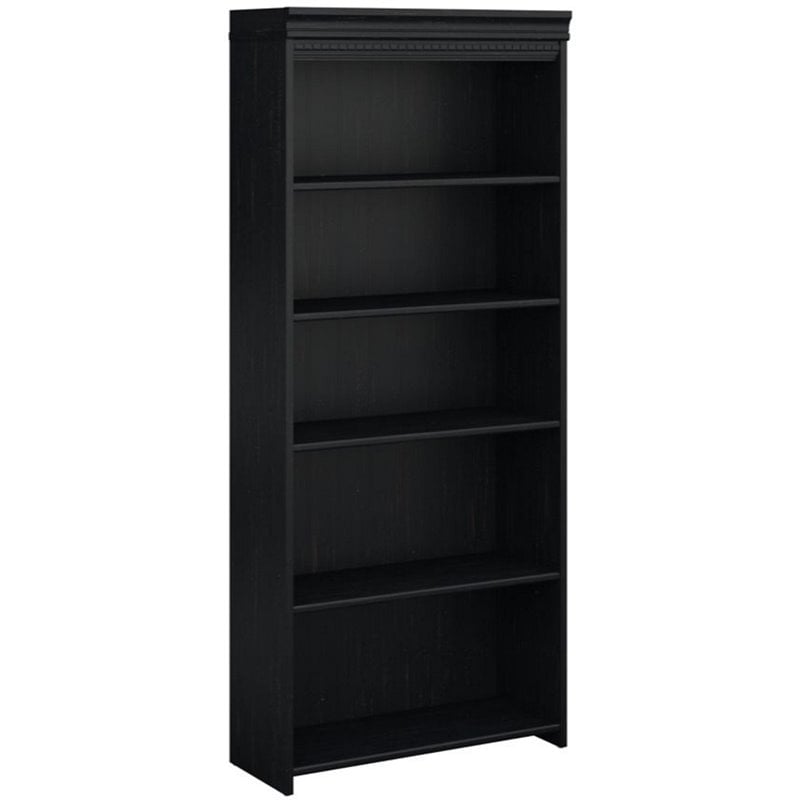 Kingfisher Lane 5 Shelf Bookcase in Antique Black - Engineered wood