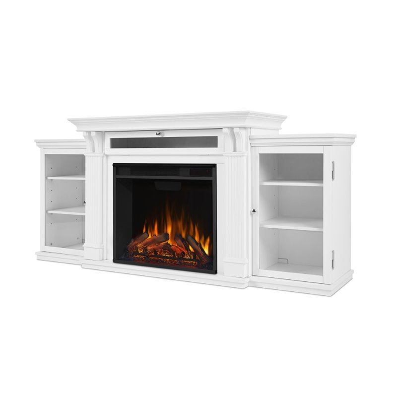 Kingfisher Lane Modern TV Stand with Electric Fireplace in White