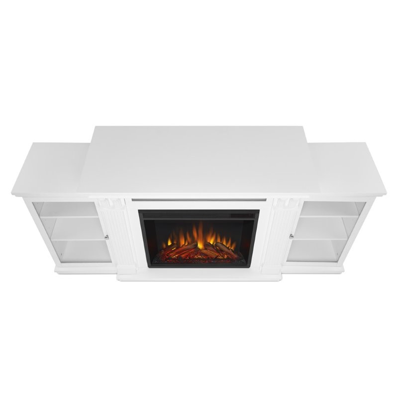 Kingfisher Lane Modern TV Stand with Electric Fireplace in White