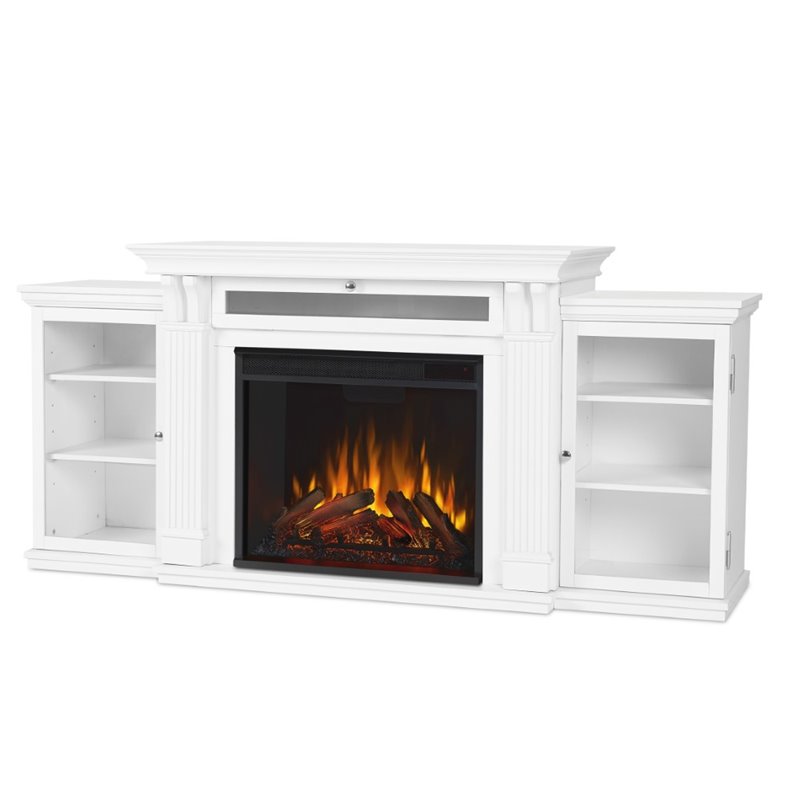 Kingfisher Lane Modern TV Stand with Electric Fireplace in White