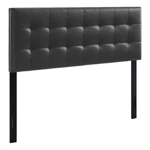 Kingfisher Lane King Upholstered Faux Leather and Wood Headboard in Black