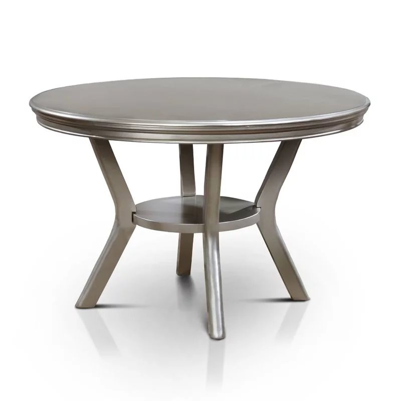 Kingfisher Lane Wood Round 1-Shelf Dining Table in Gold Champagne
