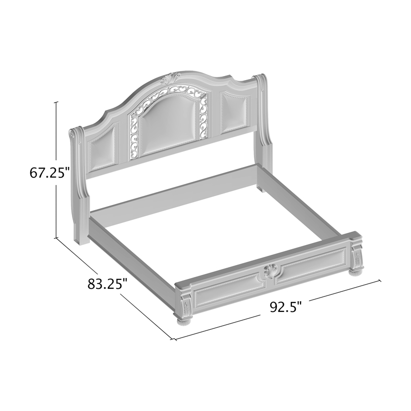 Kingfisher Lane Modern Solid Wood Panel King Bed in Brown Cherry