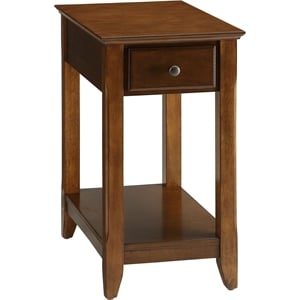 Kingfisher Lane 1-Drawer Wooden End Table with Bottom Shelf in Walnut