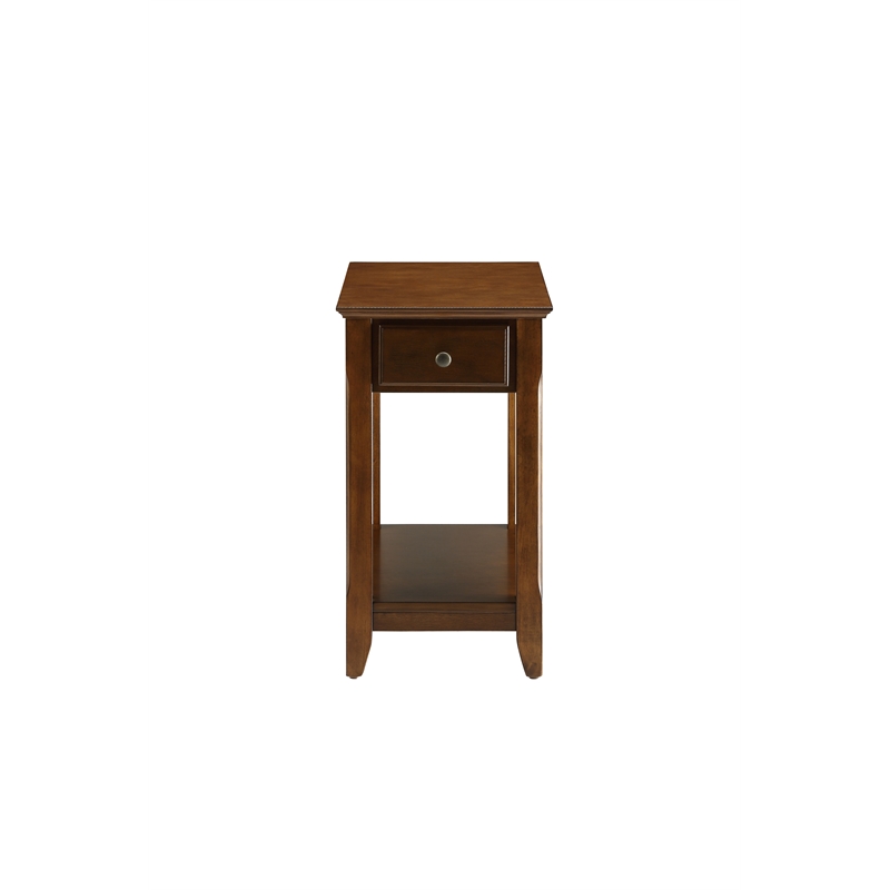 Kingfisher Lane 1-Drawer Wooden End Table with Bottom Shelf in Walnut