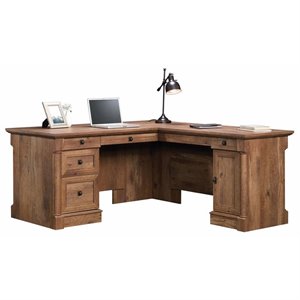 Kingfisher Lane Engineered Wood L-Shaped Computer Desk in Vintage Oak