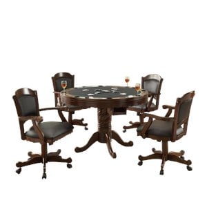 kingfisher lane 5-piece wood game table set in tobacco and black