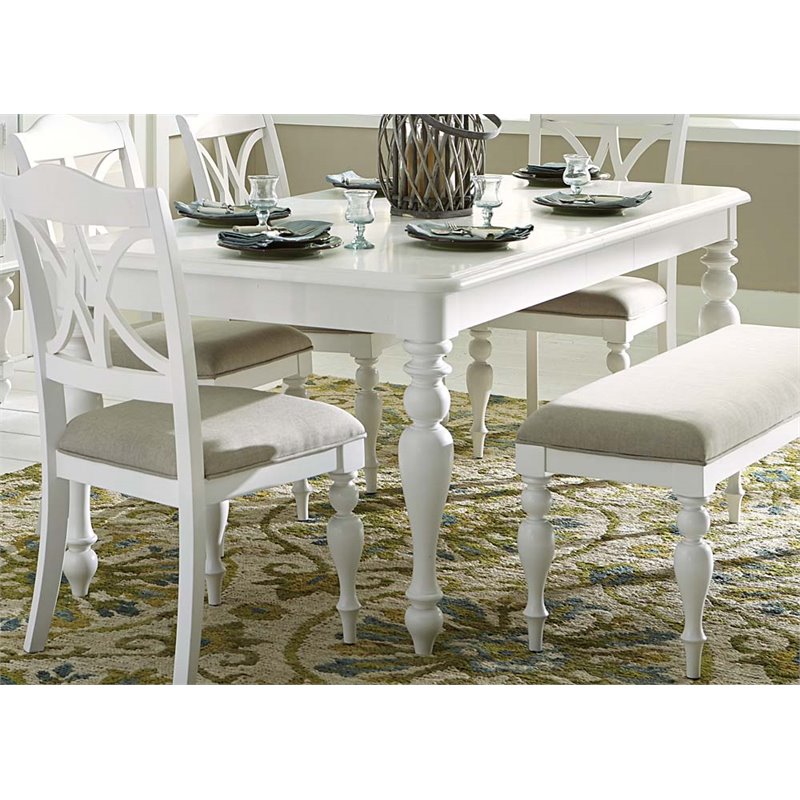Kingfisher Lane Transitional Wood I Dining Table in Oyster White