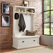 Kingfisher Lane Contemporary Wood Hall Tree in Distressed White