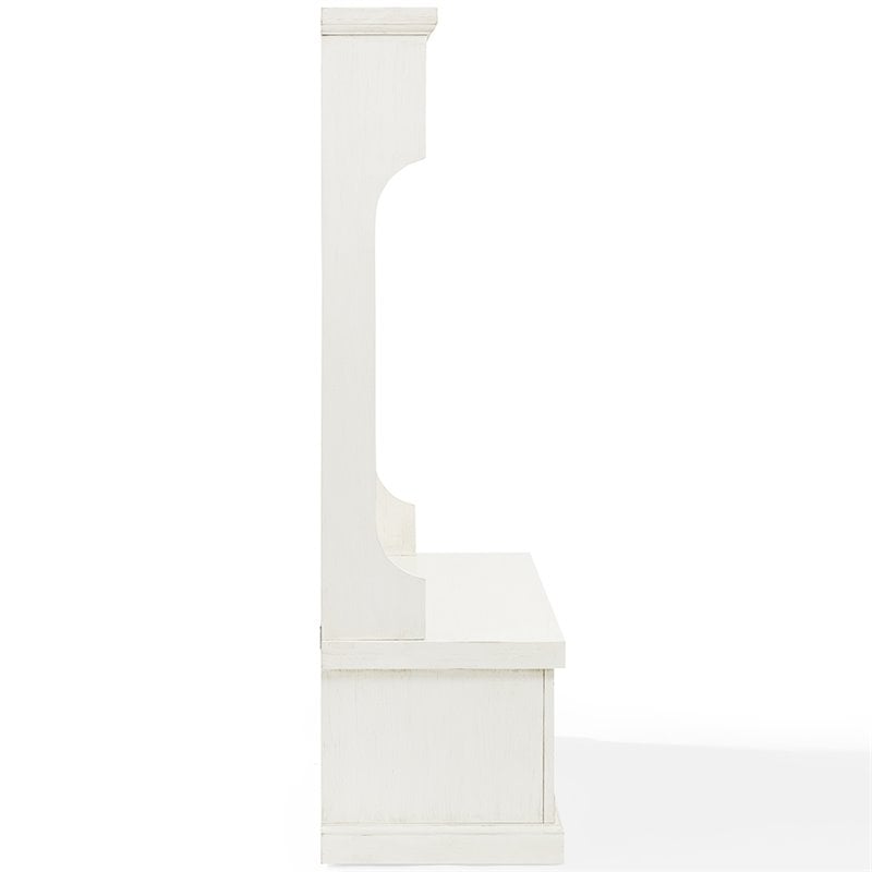Kingfisher Lane Contemporary Wood Hall Tree in Distressed White
