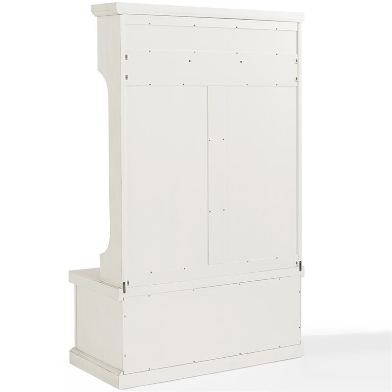Kingfisher Lane Contemporary Wood Hall Tree in Distressed White