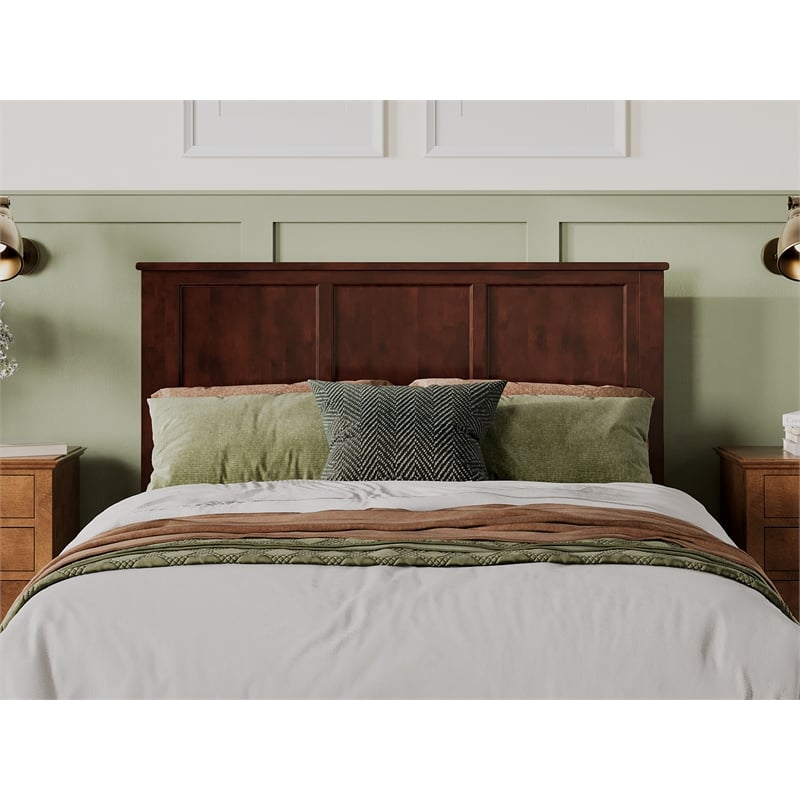 Kingfisher Lane Madison Queen Solid Wood Panel Headboard in Walnut