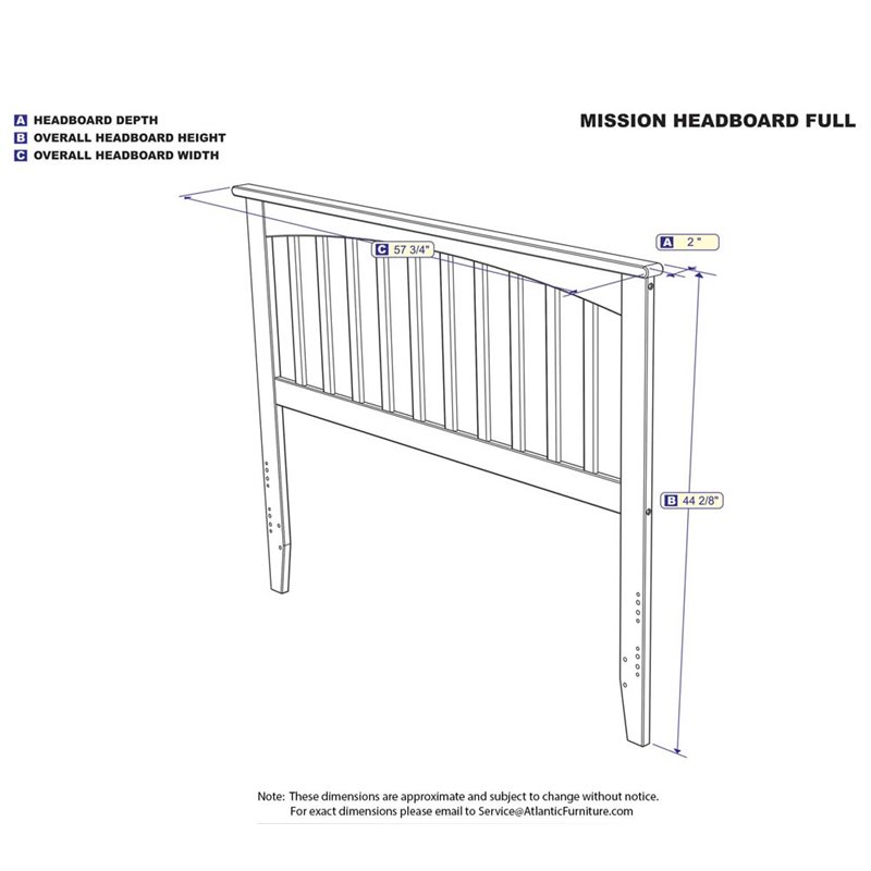 Kingfisher Lane Mission Full Wood Headboard in Walnut