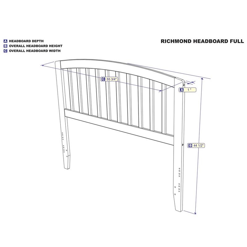 Kingfisher Lane Richmond Full Wood Headboard in Walnut