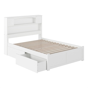 Kingfisher Lane Full Solid Wood Bed with Storage Drawers in White