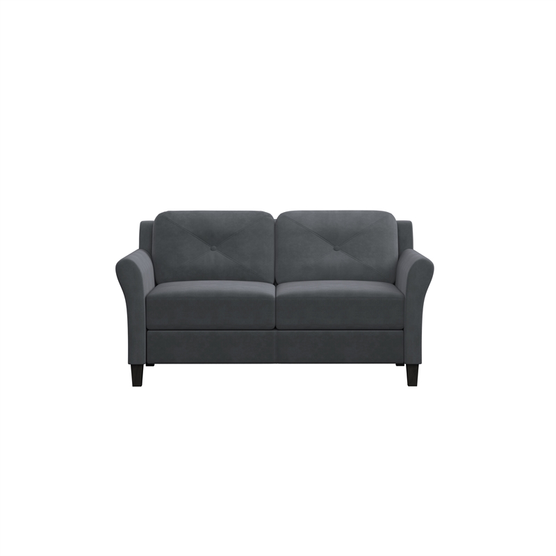Kingfisher Lane Modern Loveseat in Gray Microfiber Upholstery